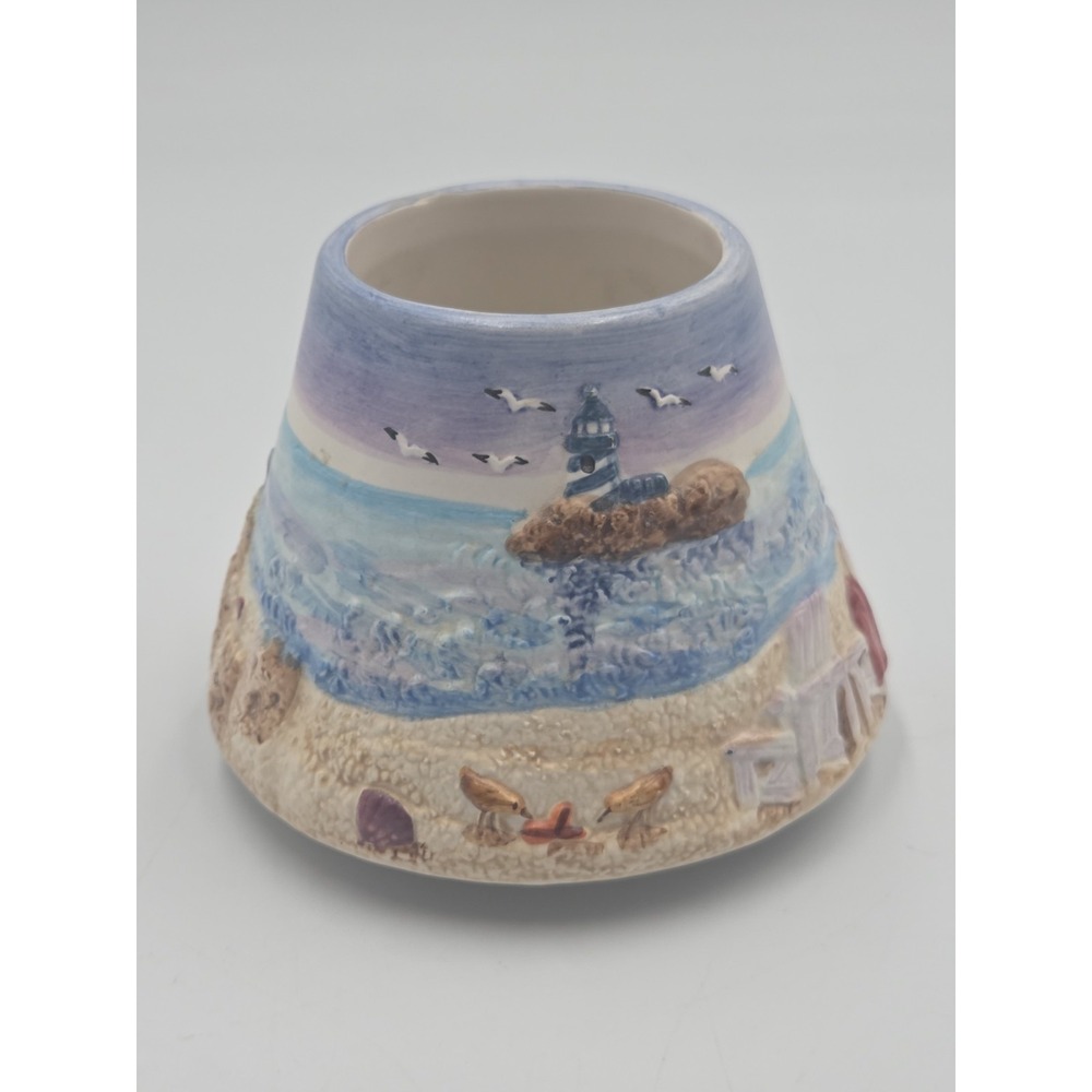 Vintage Yankee Candle Jar Shade Ocean Coral Sea Shells Pastel - Ceramic Topper